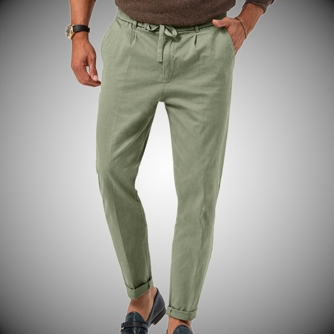 Milaan – Klassieke pantalon met steekzakken en verstelbare taille met trekkoord