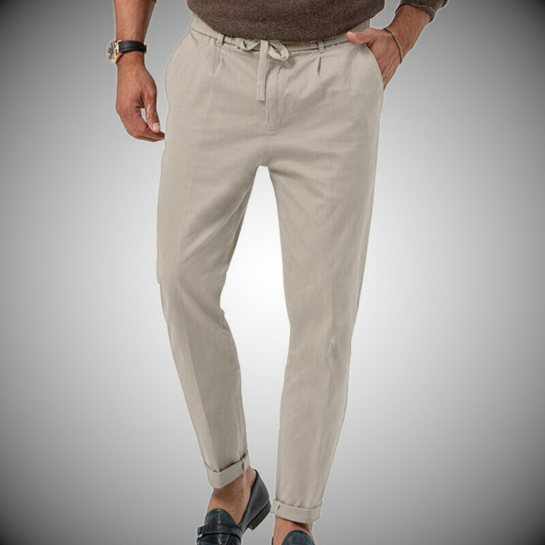 Milaan – Klassieke pantalon met steekzakken en verstelbare taille met trekkoord
