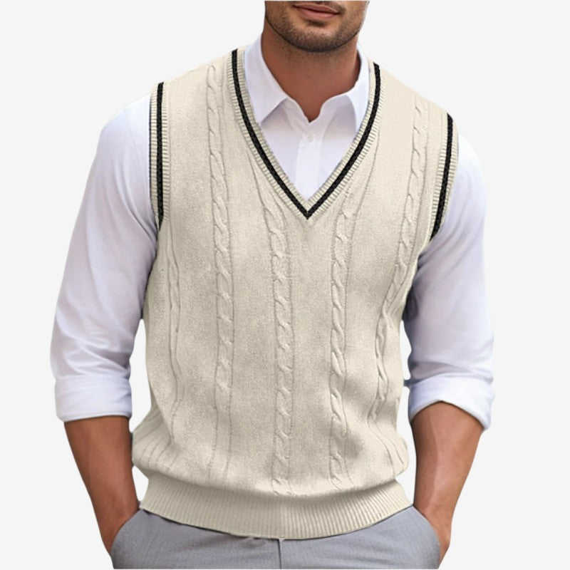 Gilet da uomo con scollo a V e design a coste
