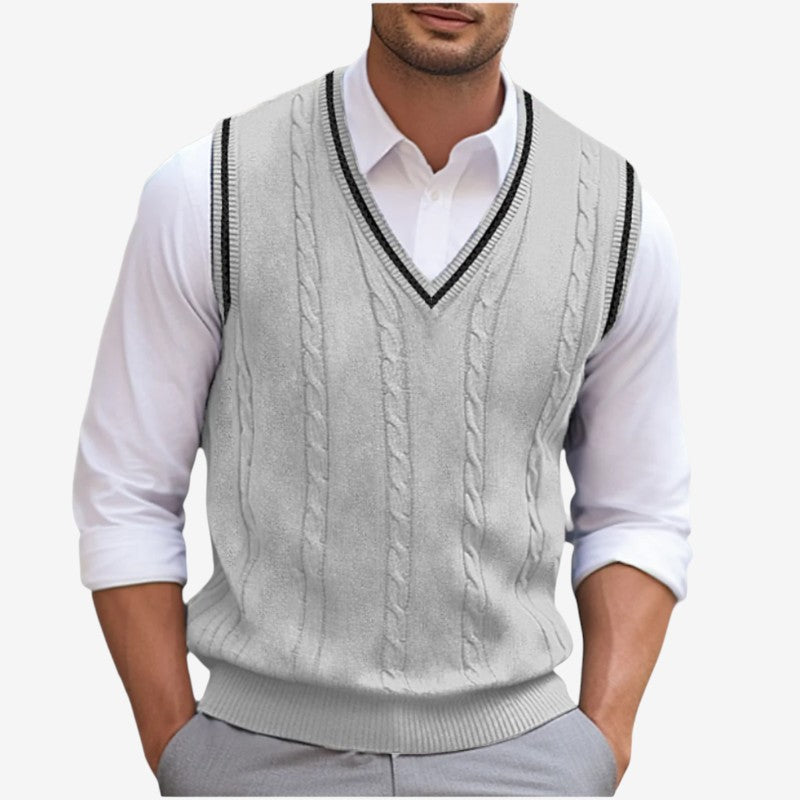 Gilet da uomo con scollo a V e design a coste