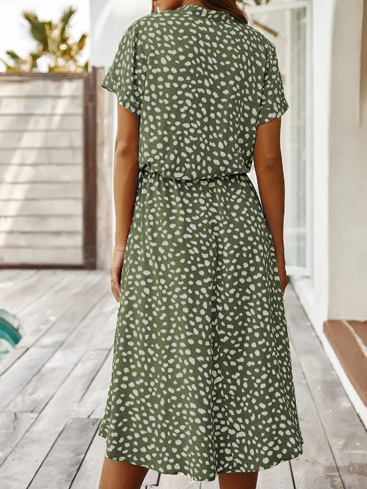 Clara - Flowing Midi Dress with Adjustable Waist
