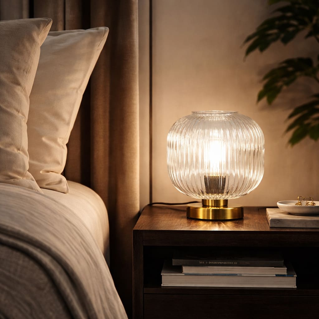 LumaGlobe - Lampada da tavolo a globo in vetro soffiato con portalampada E27 per lampadina LED