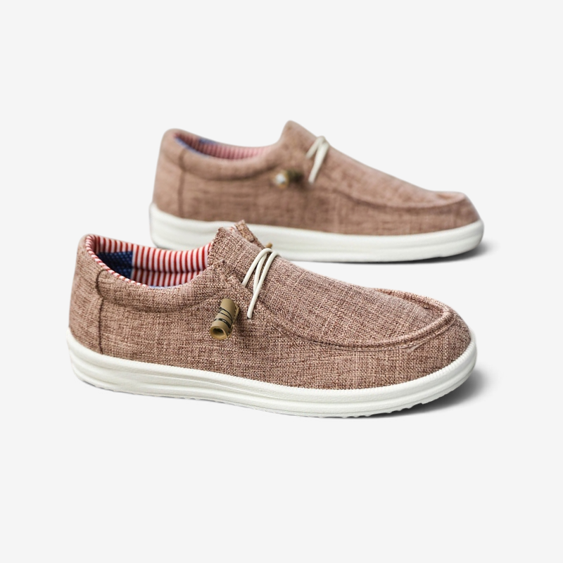 Matteo - Men's Lightweight Canvas Loafers with Elastic Lacing