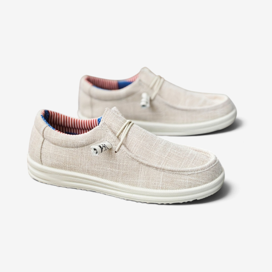 Matteo - Men's Lightweight Canvas Loafers with Elastic Lacing