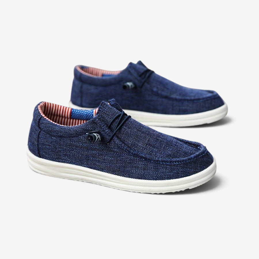 Matteo - Men's Lightweight Canvas Loafers with Elastic Lacing