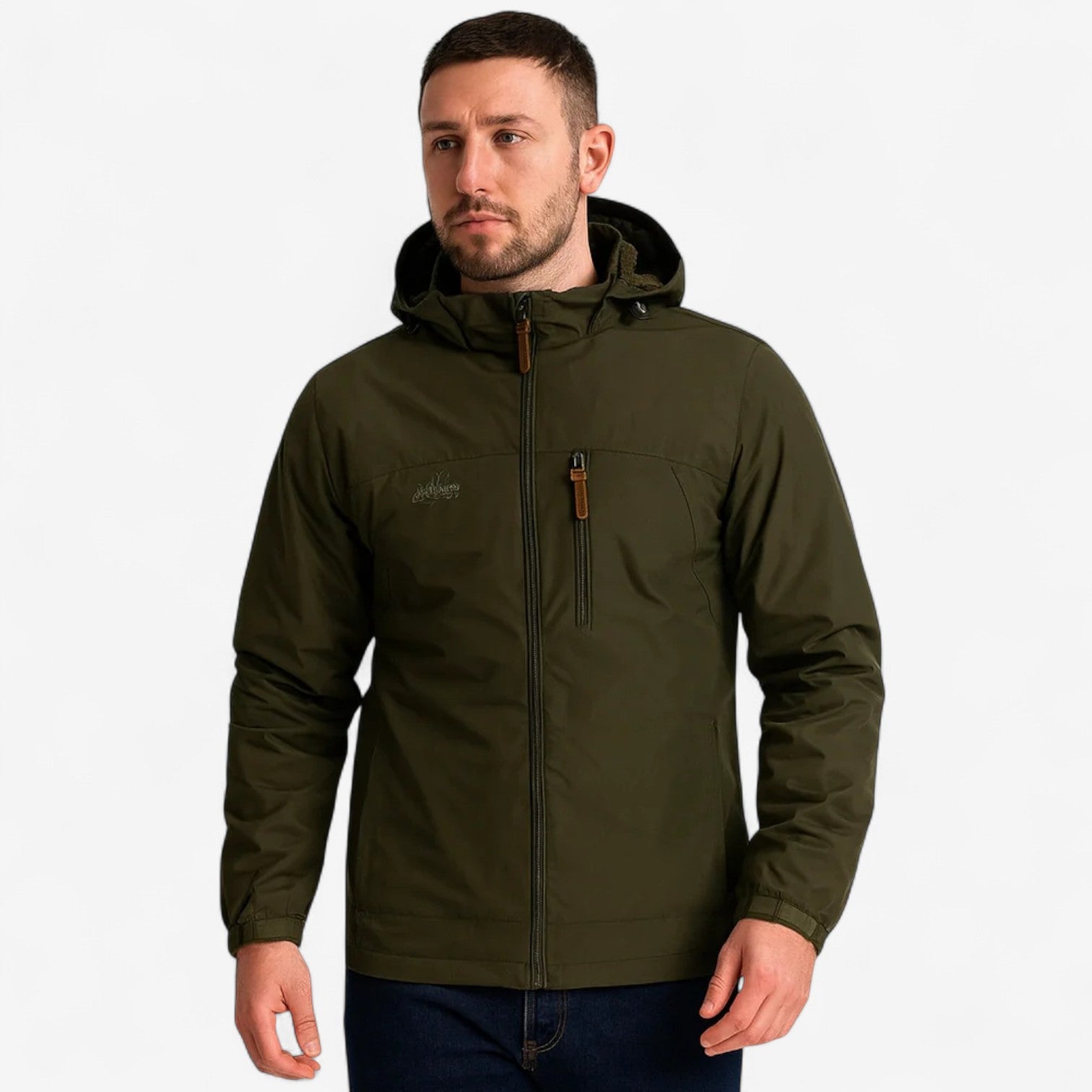 Logan – Veste d’Extérieur avec Capuche, Fermeture Éclair et Plusieurs Poches