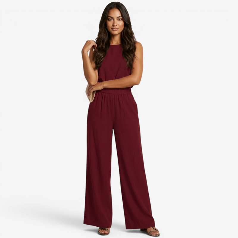 Pantalon palazzo large taille haute pour femmes
