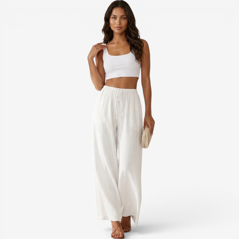 Pantalon palazzo large taille haute pour femmes