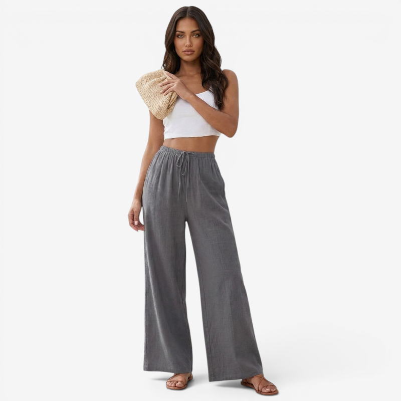 Pantalon palazzo large taille haute pour femmes