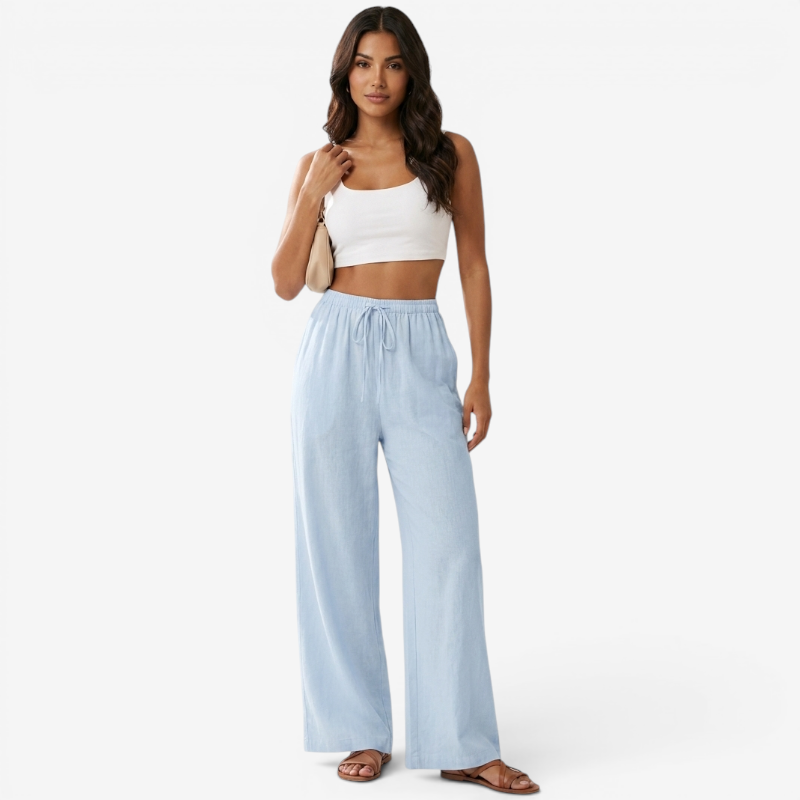 Pantalon palazzo large taille haute pour femmes