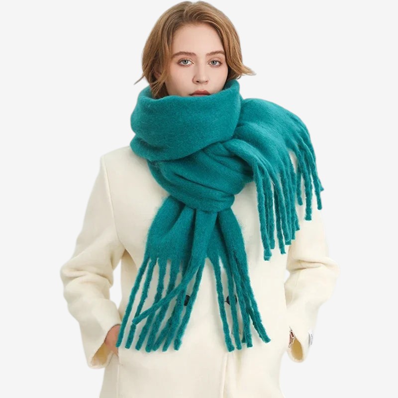 Dominic - Sciarpa Grande con Frange | Facile da Drappeggiare e Stilizzare | Taglia Standard | Vari Colori (Verde, Rosa, Marrone)