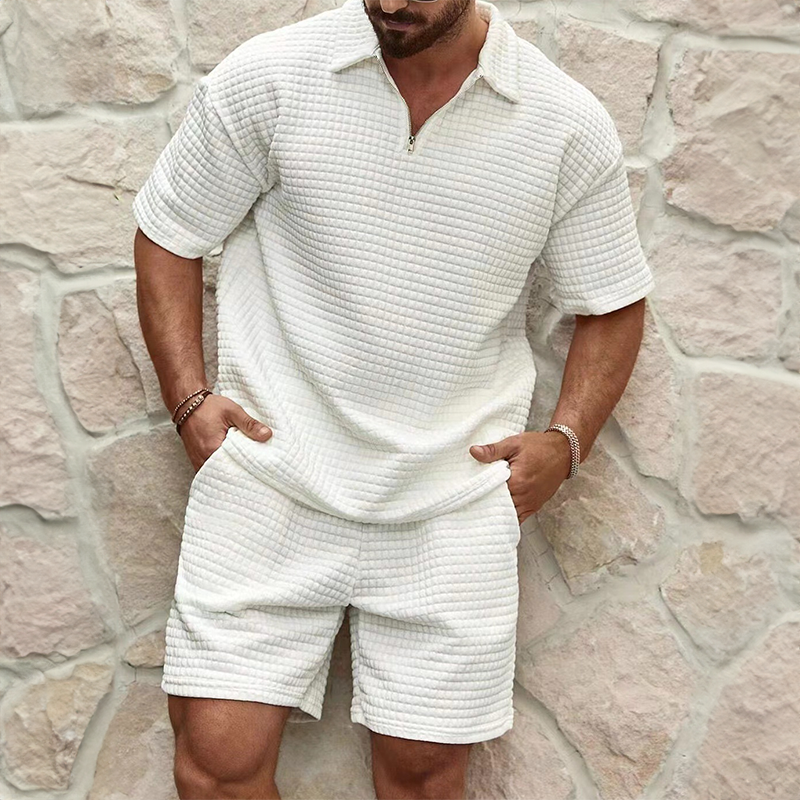 Ethan - Short-sleeve polo and shorts loungewear set