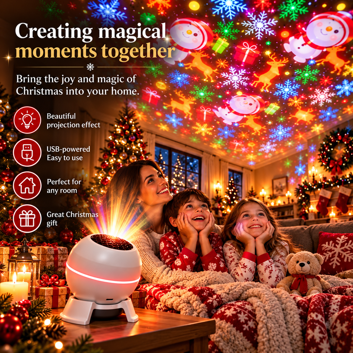 Projilume – Christmas Projector with Moving Holiday Projections