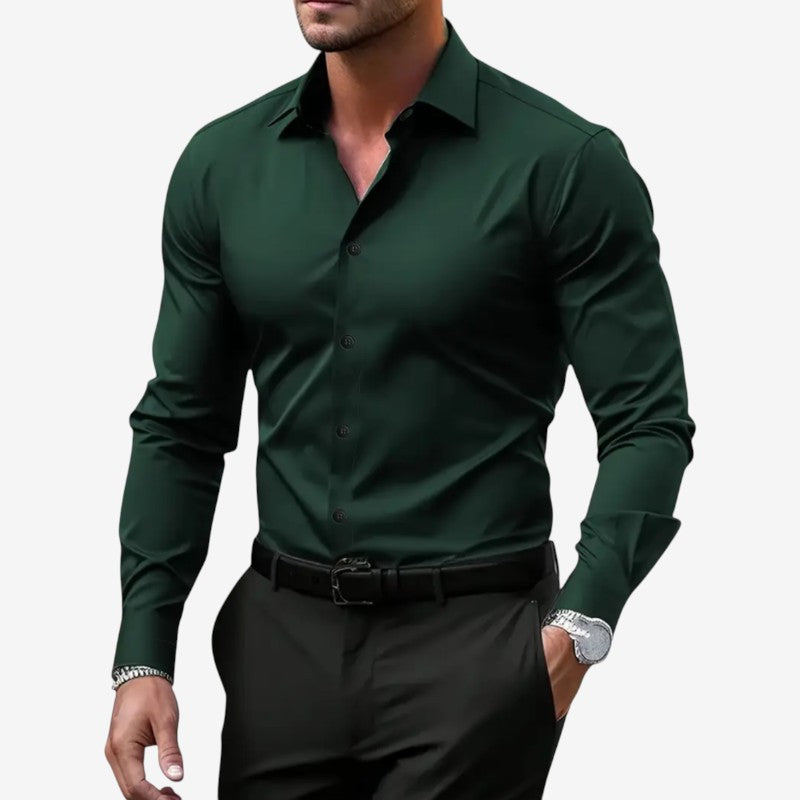 Chemise ajustée pour homme à manches longues avec boutons