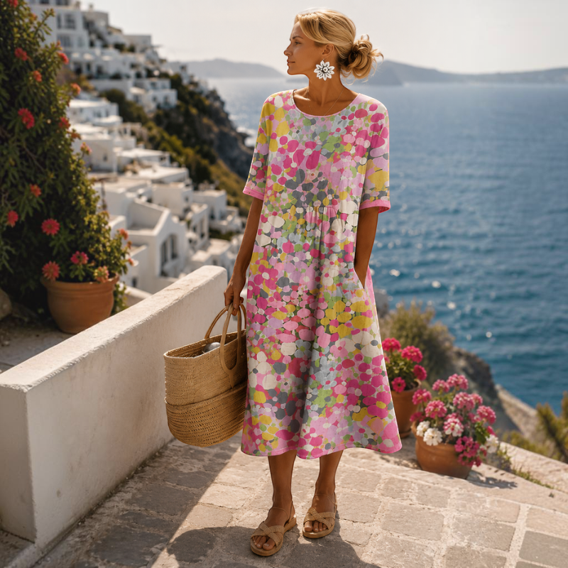 Women’s Floral Round Neck Maxi Dress