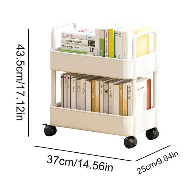 StorEase - 2-tier mobile bookshelf cart for efficient storage