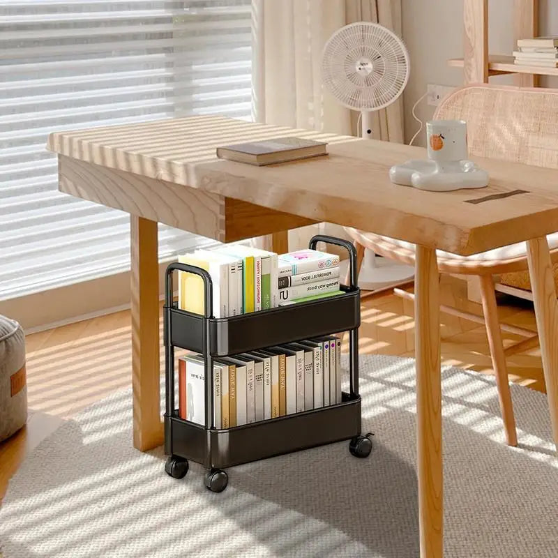 StorEase - 2-tier mobile bookshelf cart for efficient storage