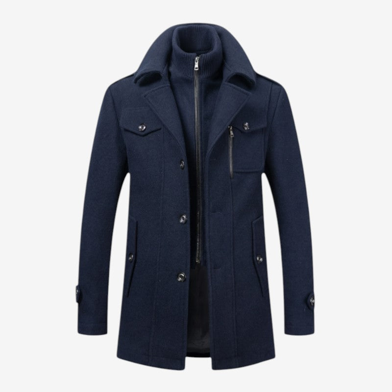 DualWarm - Men's Long Winter Coat With Double-Layer Design