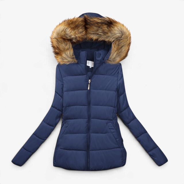 Puffern - Women's Puffer Jacket With Faux Fur Hood And Side Pockets