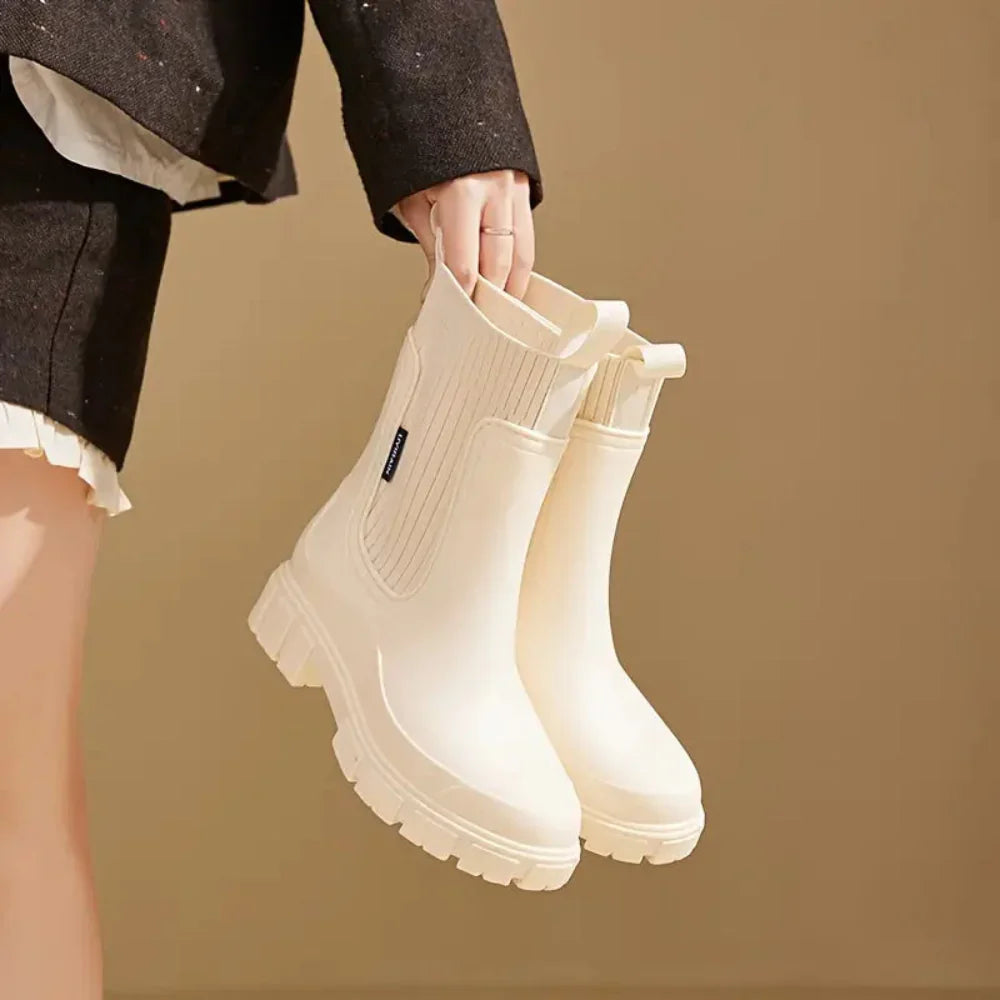 RainVanta - Rain Boots With Elastic Closure And Elevated Heel