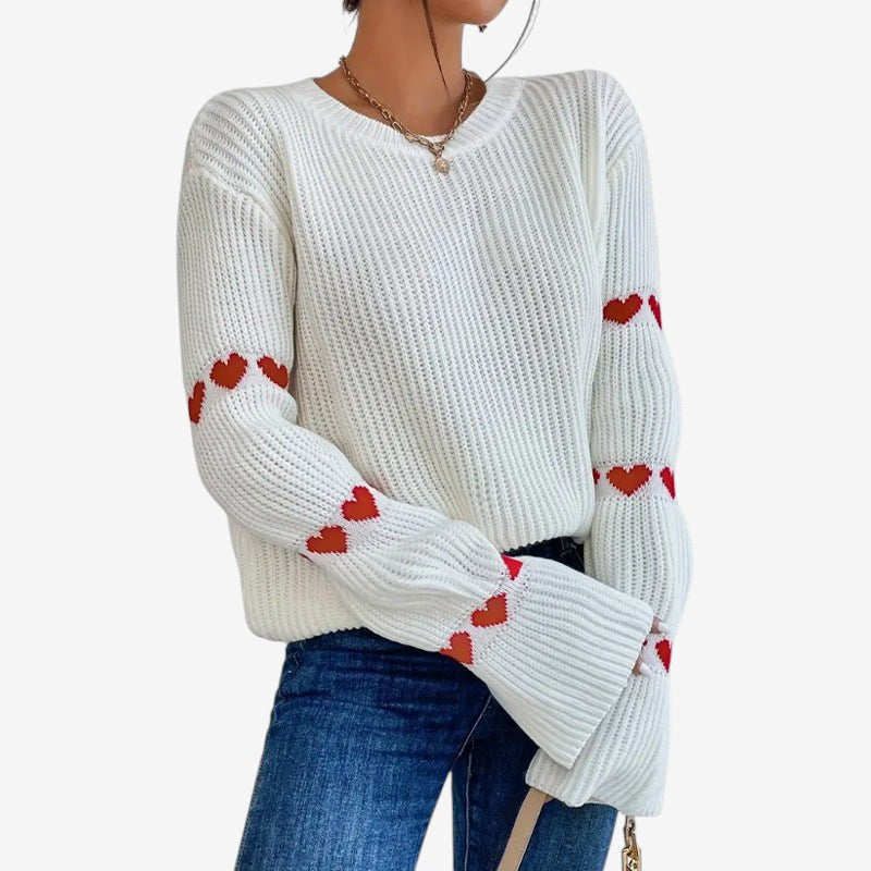 Nora - Maglione a maniche lunghe con ricamo a forma di cuore