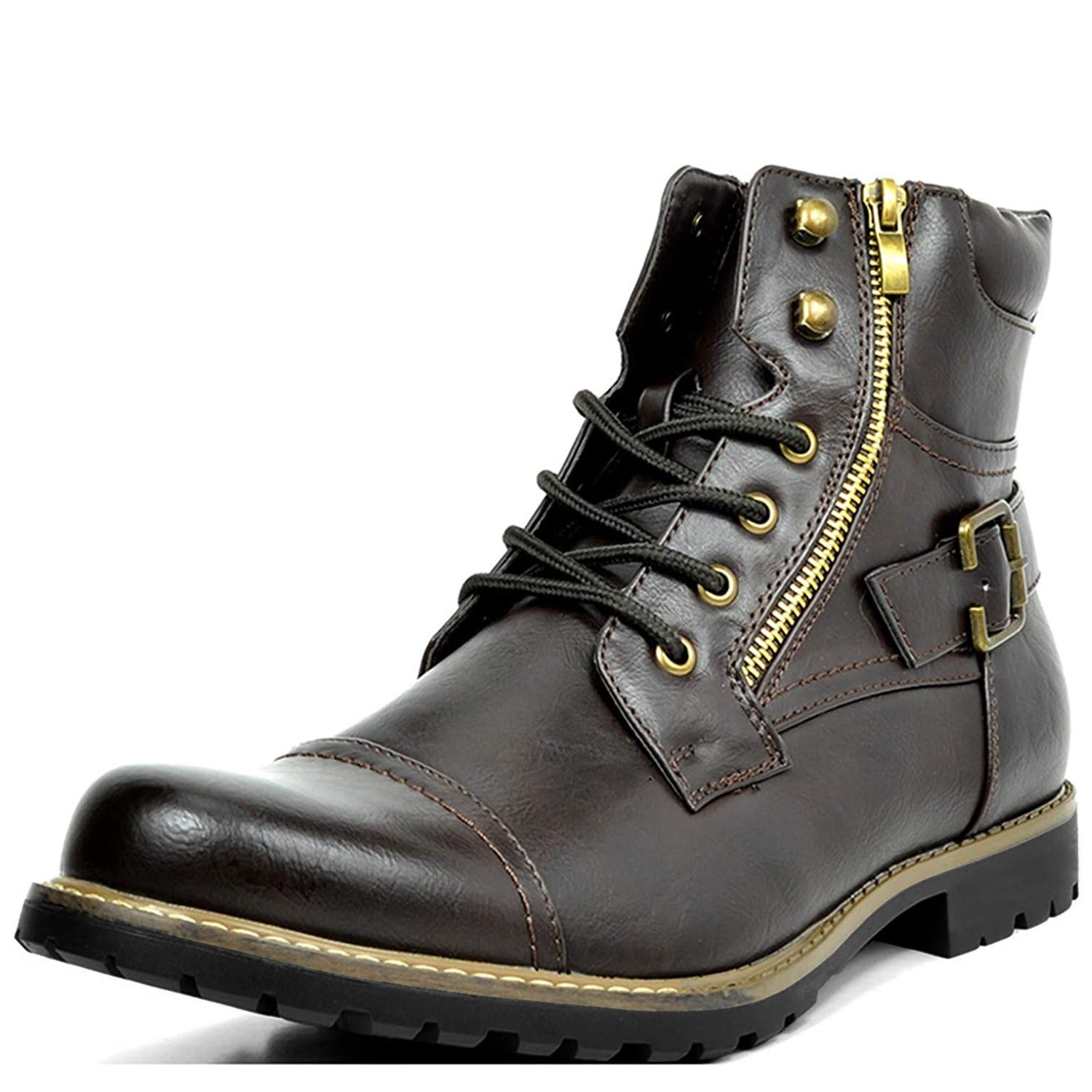 Rhion|Bottine confortable à lacets avec fermeture éclair latérale