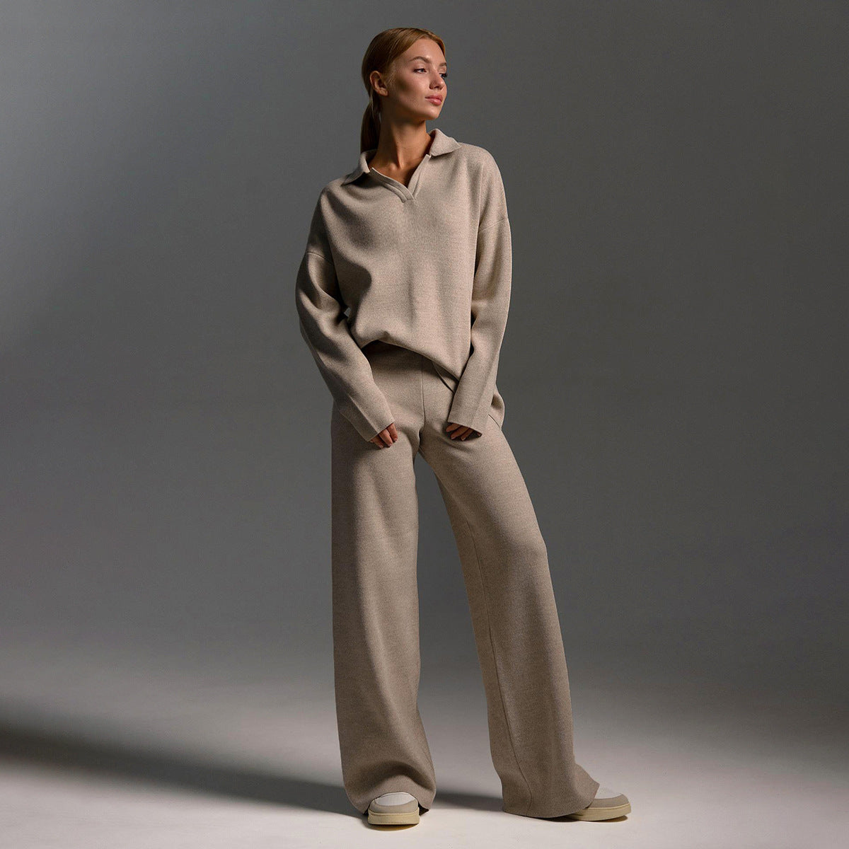 Olivia - Survêtement en maille avec manches longues et jambes larges
