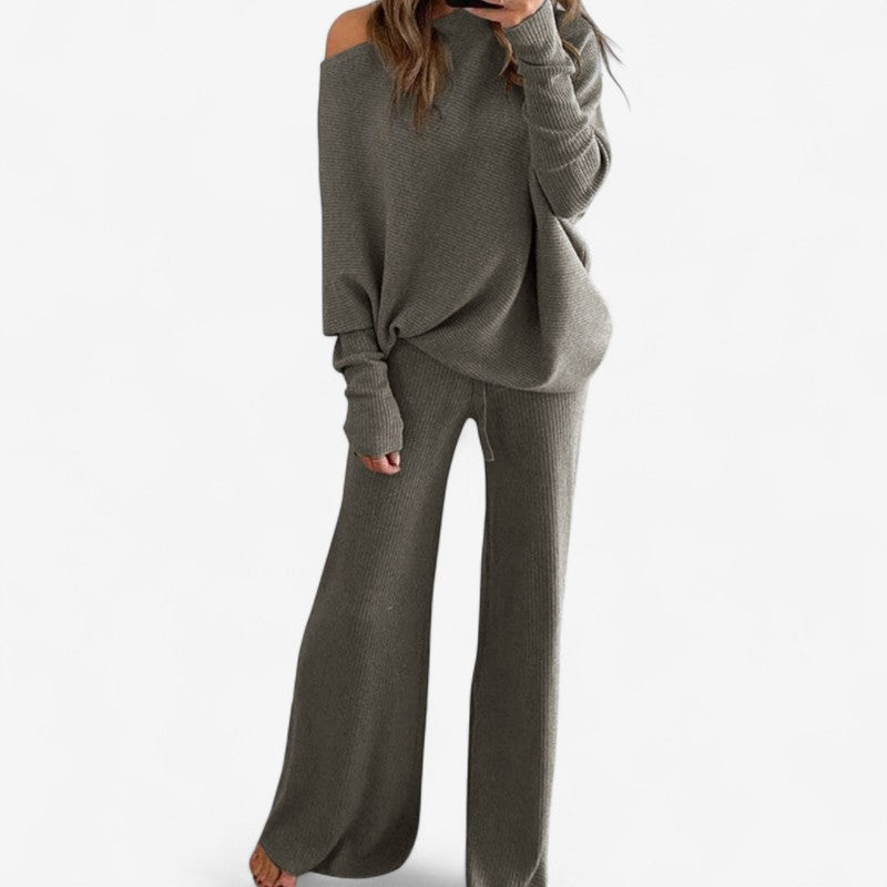 Alexis - Set două piese cu top fără umeri și pantaloni largi