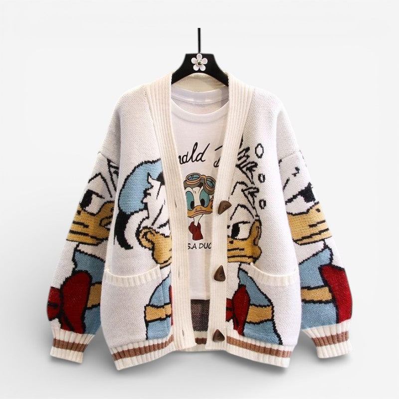 Demi - Long Sleeve Printed Cardigan with Button Closure