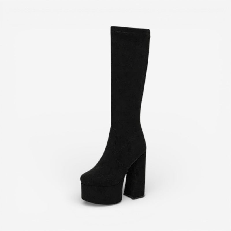 Zinnia – Bottes montantes à talon épais avec fermeture éclair arrière