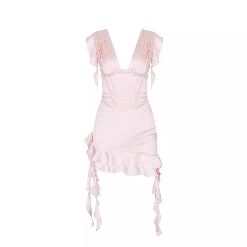 Liana – Minidress alla moda con scollo a V profondo e design senza schienale