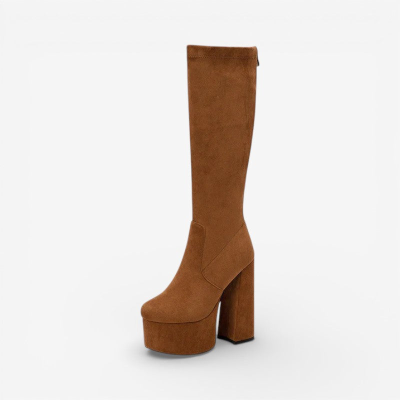 Zinnia – Bottes montantes à talon épais avec fermeture éclair arrière