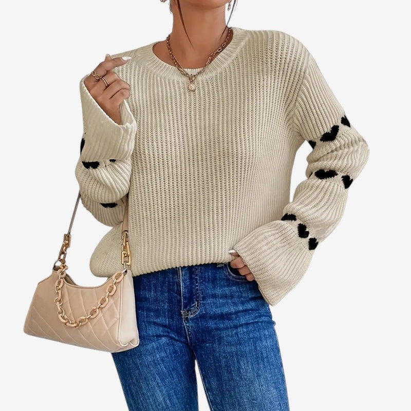 Nora - Maglione a maniche lunghe con ricamo a forma di cuore