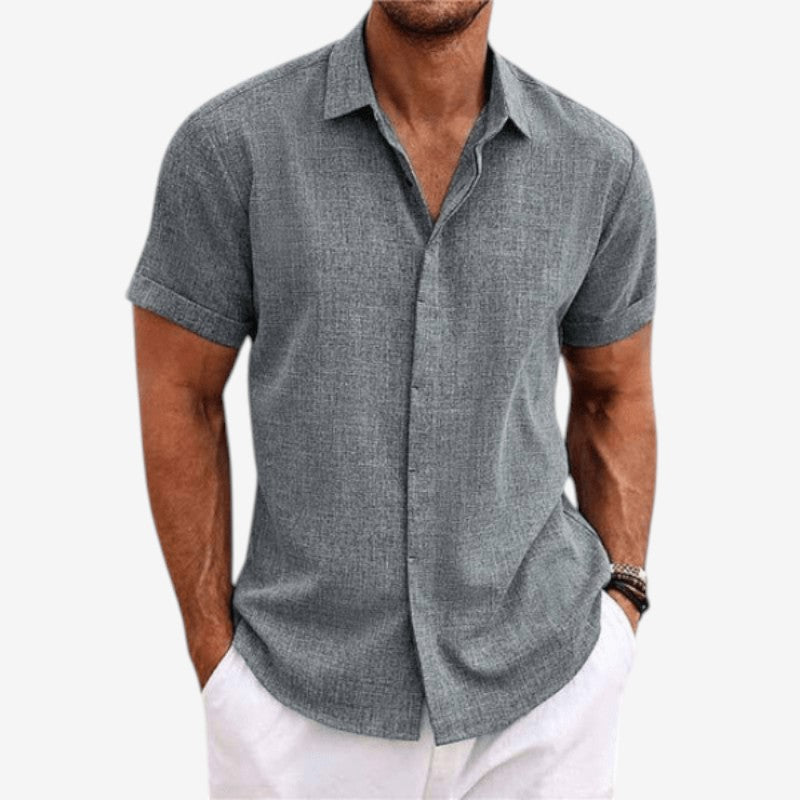 Chemise ajustée pour homme à manches courtes avec fermeture à boutons