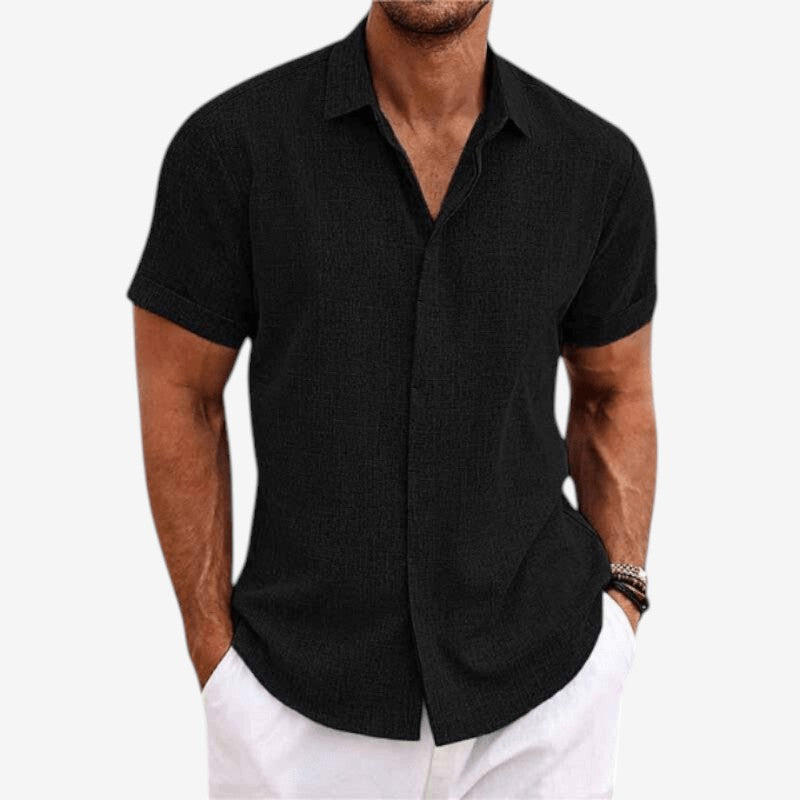 Chemise ajustée pour homme à manches courtes avec fermeture à boutons