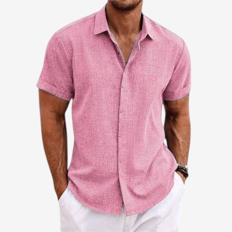 Chemise ajustée pour homme à manches courtes avec fermeture à boutons
