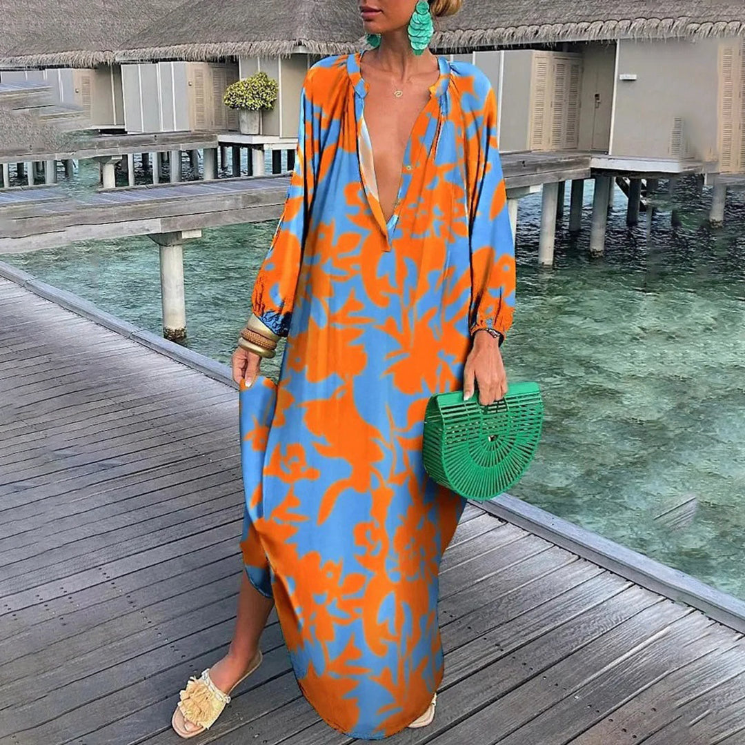 Lena - Abito maxi fluido ed elegante con scollatura a V valorizzante
