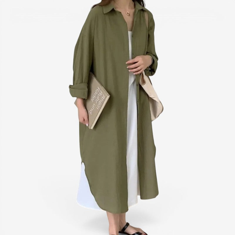 Women's Long Sleeve Midi Shirt Dress
