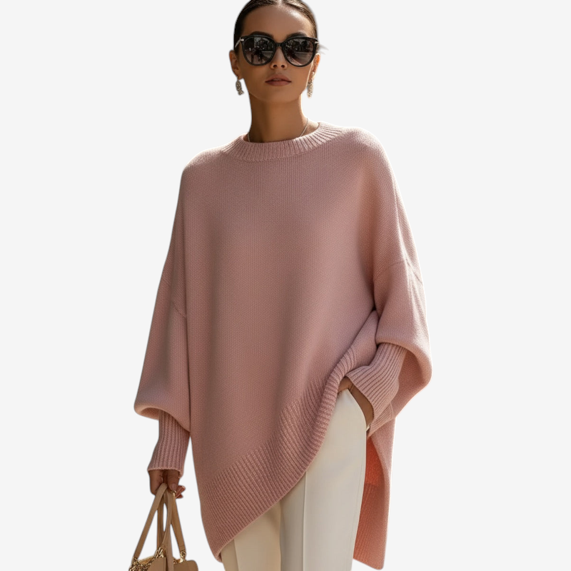 Maglione oversize da donna con maniche a pipistrello in maglia