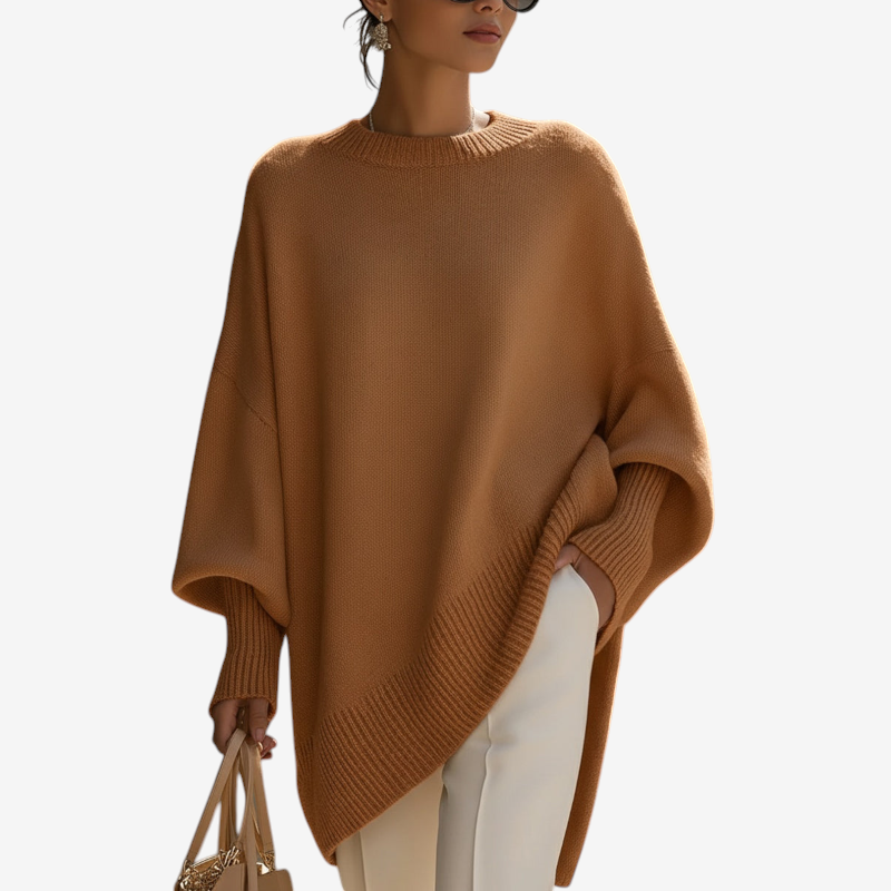 Maglione oversize da donna con maniche a pipistrello in maglia