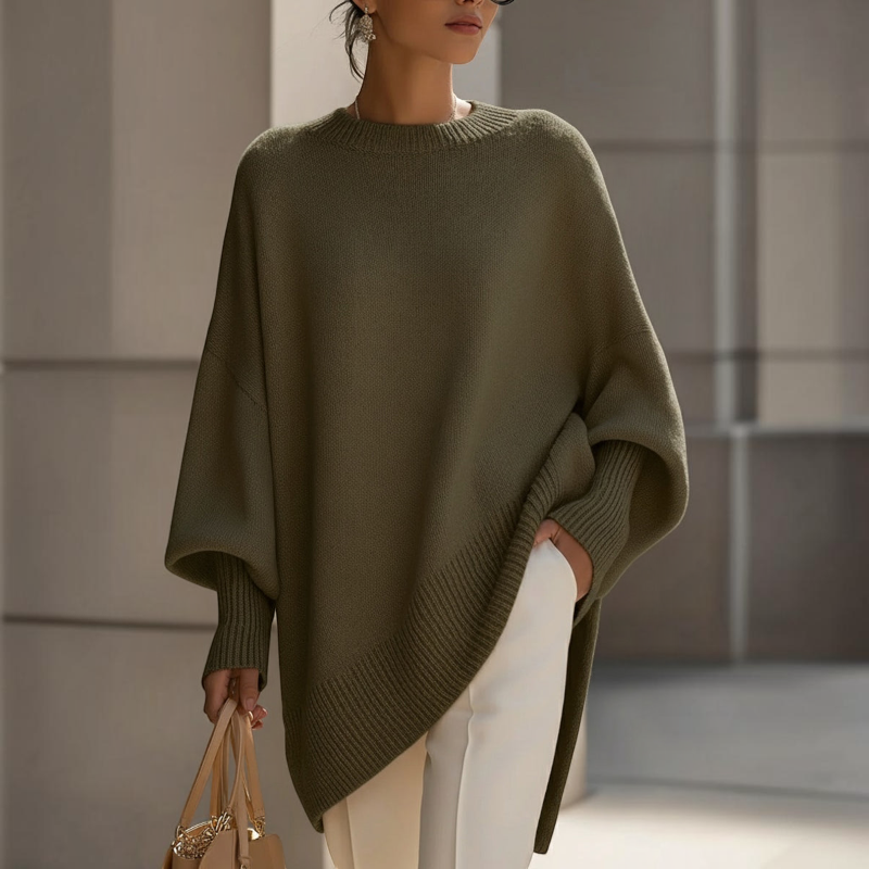 Maglione oversize da donna con maniche a pipistrello in maglia