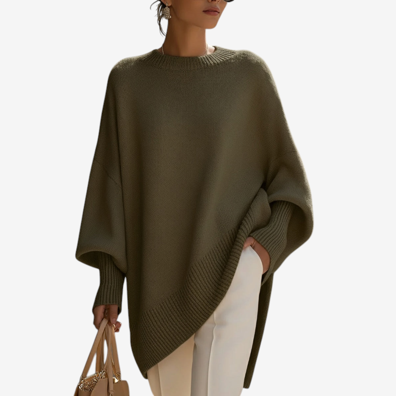 Maglione oversize da donna con maniche a pipistrello in maglia