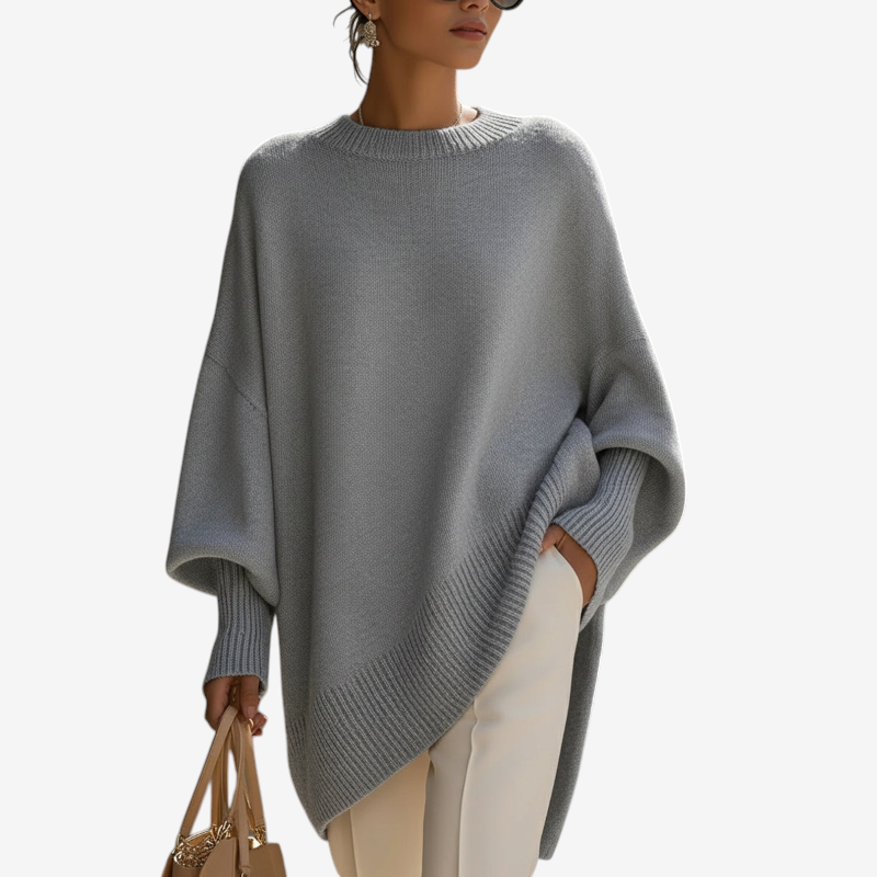 Maglione oversize da donna con maniche a pipistrello in maglia