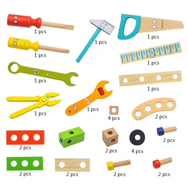 ToolMaster - Set di attrezzi in legno per stimolare creatività e motricità