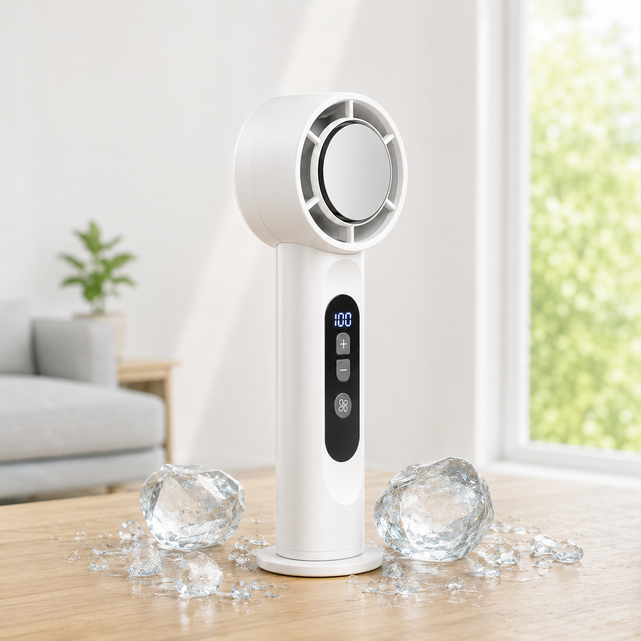Portable Handheld Cooling Fan with USB Rechargeable Button Control