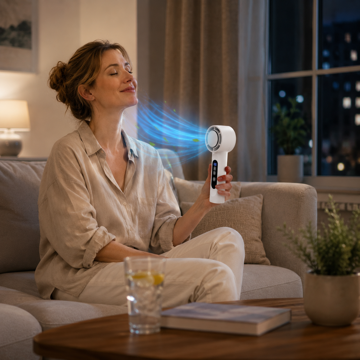Portable Handheld Cooling Fan with USB Rechargeable Button Control