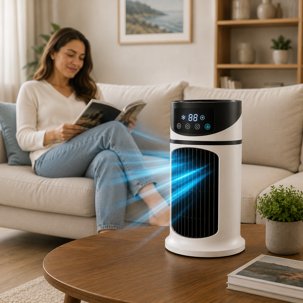 Portable Air Cooler with Digital LED Display & Remote Control