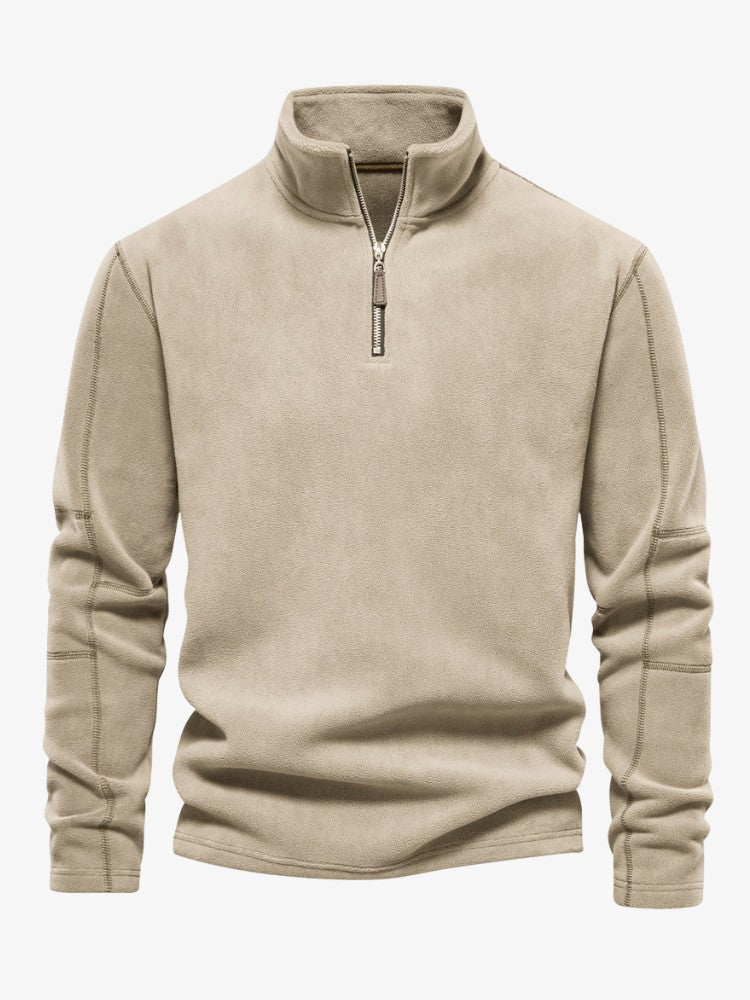 HalfZipRib – Half-Zip Sweater with Stand Collar and Long Sleeves