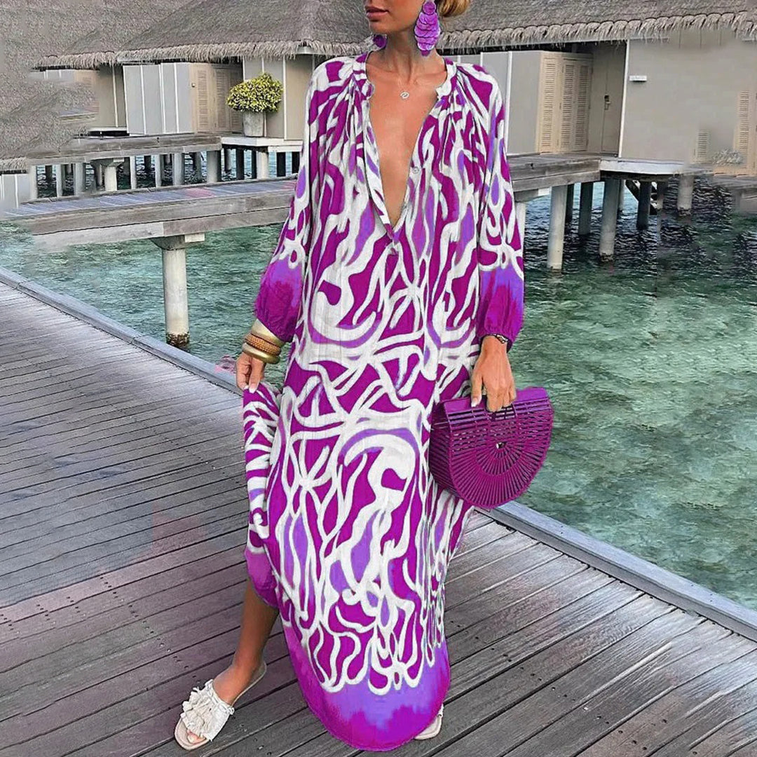 Lena - Abito maxi fluido ed elegante con scollatura a V valorizzante
