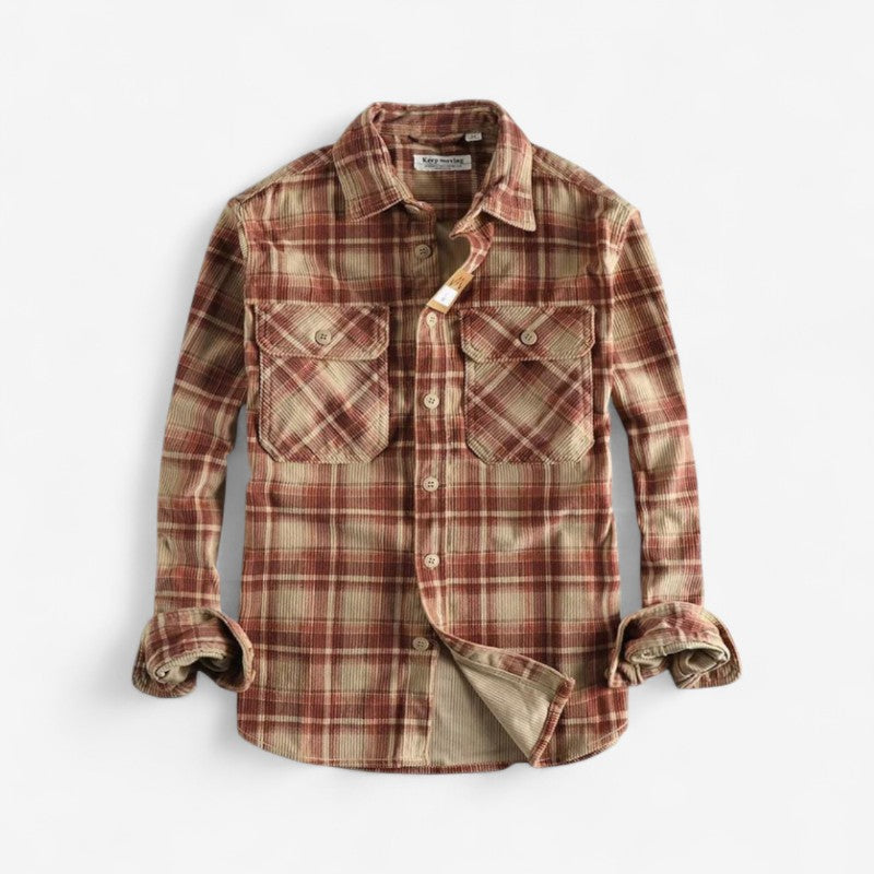 Johnny - Chemise à manches longues à carreaux avec boutons et col retourné